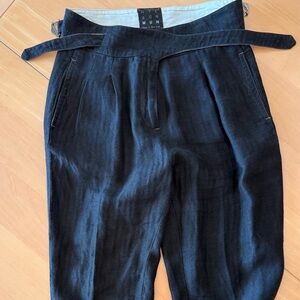 Women’s HyeSunMun black linen tailored pants Black Pants Med 32”W  27”inseam